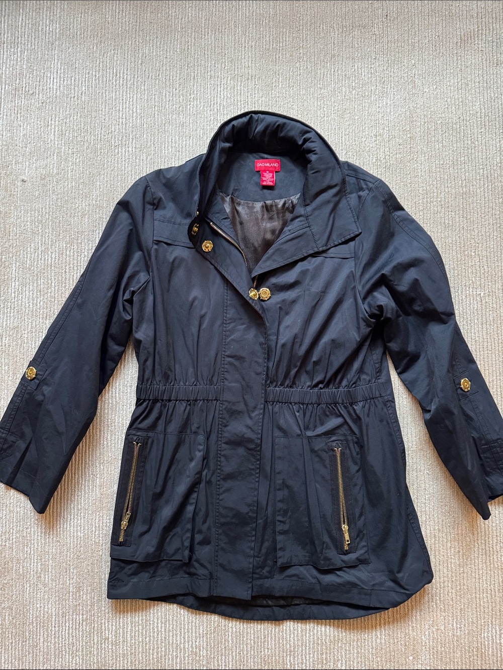 Ciao Milano Black Utility Jacket with Gold Accents